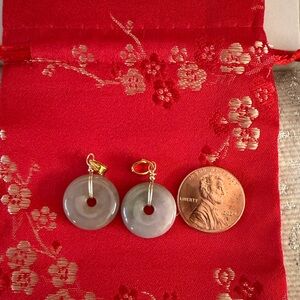 💯% 2 Pieces Jade Donut Charm Pendant